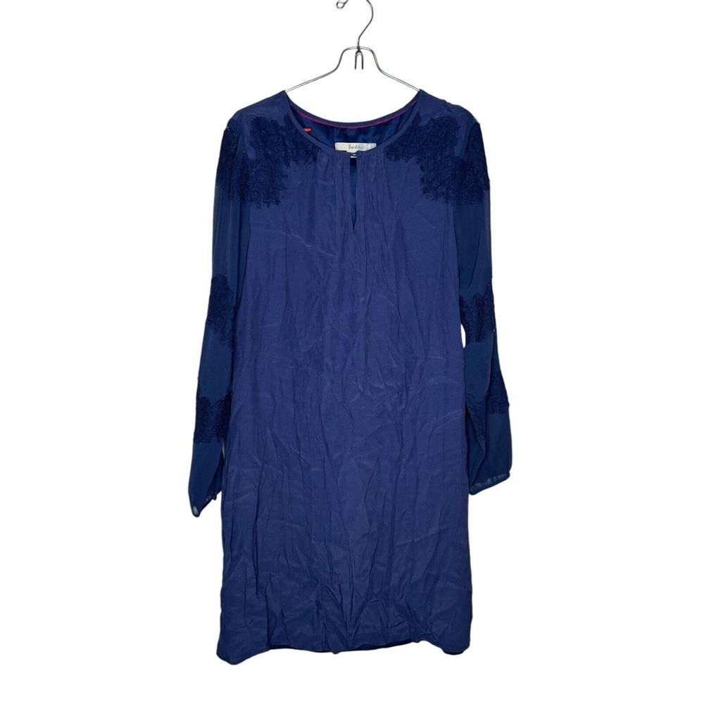 Boden Women's Dress Sasha Lined Sheer Arms Long Sheer Lace Sleeve Swing Navy 6R‎